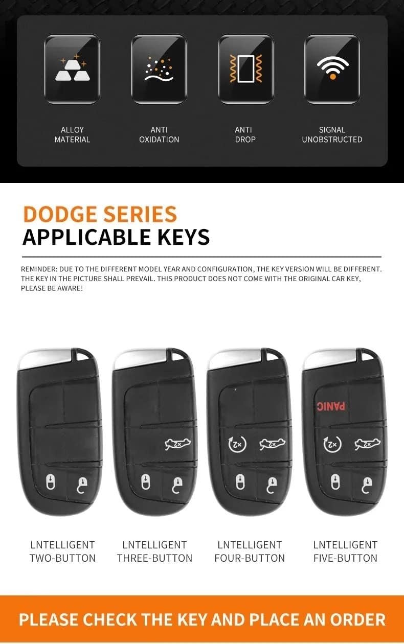 Dodge Car Key Cover Case Grey Leather - Image 5