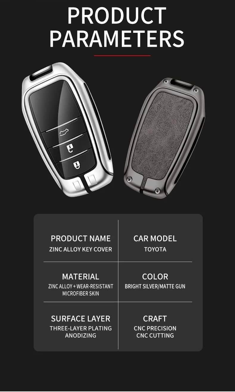 Toyota Car Key Cover Case Grey Leather - Image 5