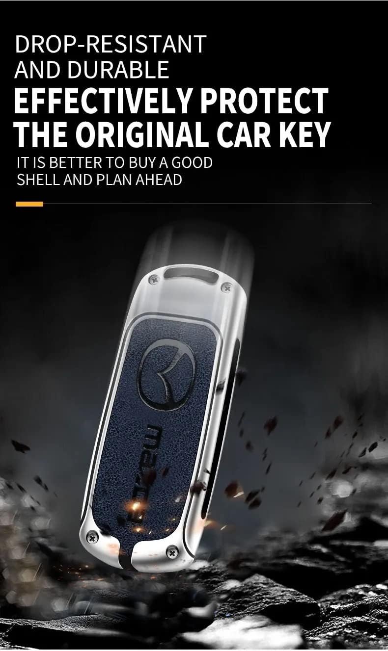 Mazda Car Key Cover Case Grey Leather - Image 4