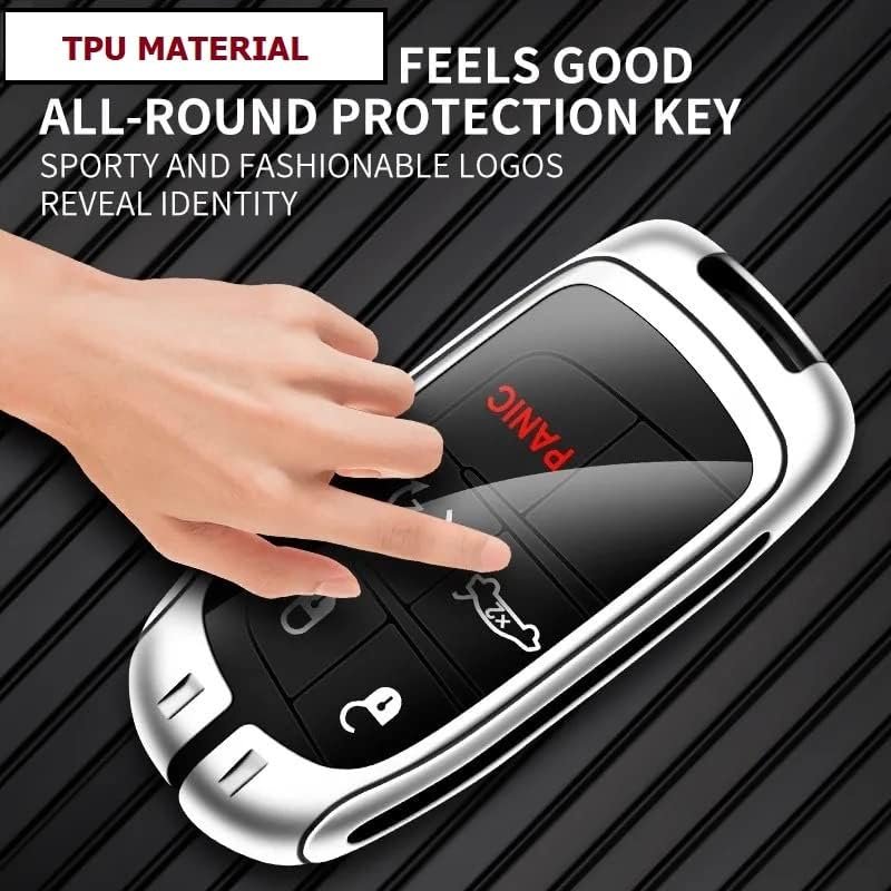 Dodge Car Key Cover Case Grey Leather - Image 4