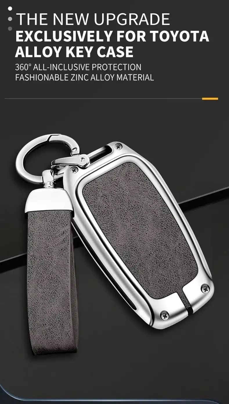 Toyota Car Key Cover Case Grey Leather - Image 6