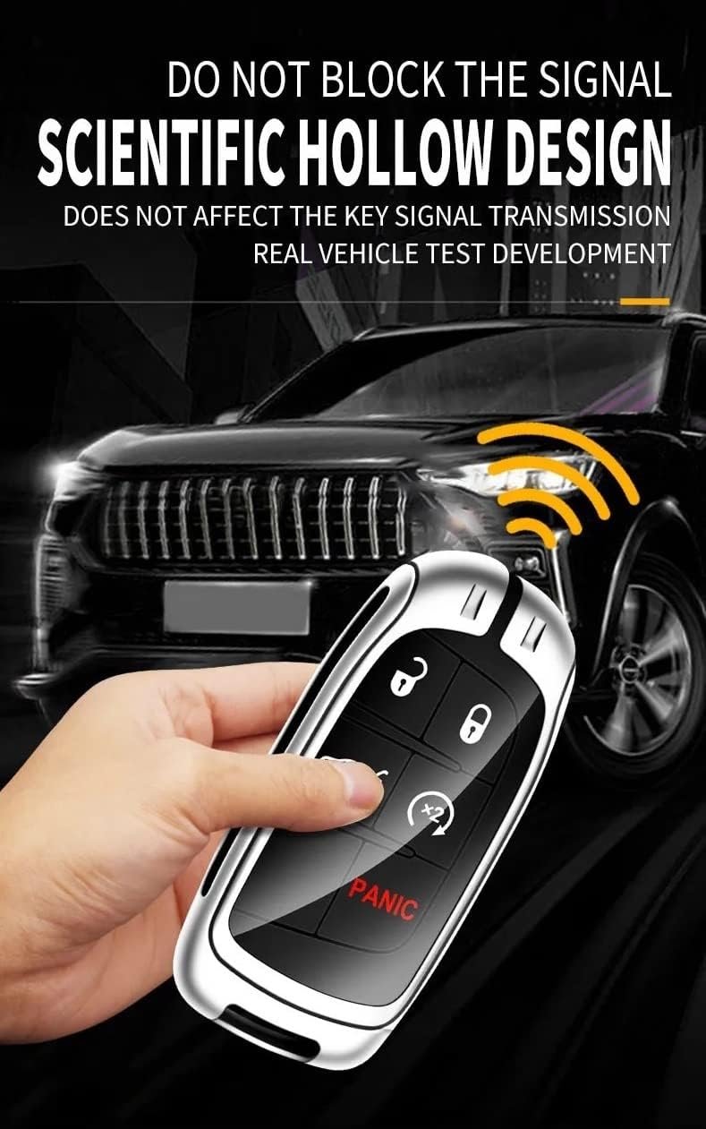 Dodge Car Key Cover Case Grey Leather - Image 2