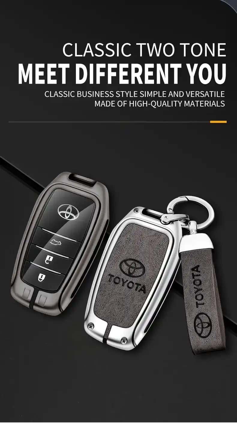 Toyota Car Key Cover Case Grey Leather - Image 7