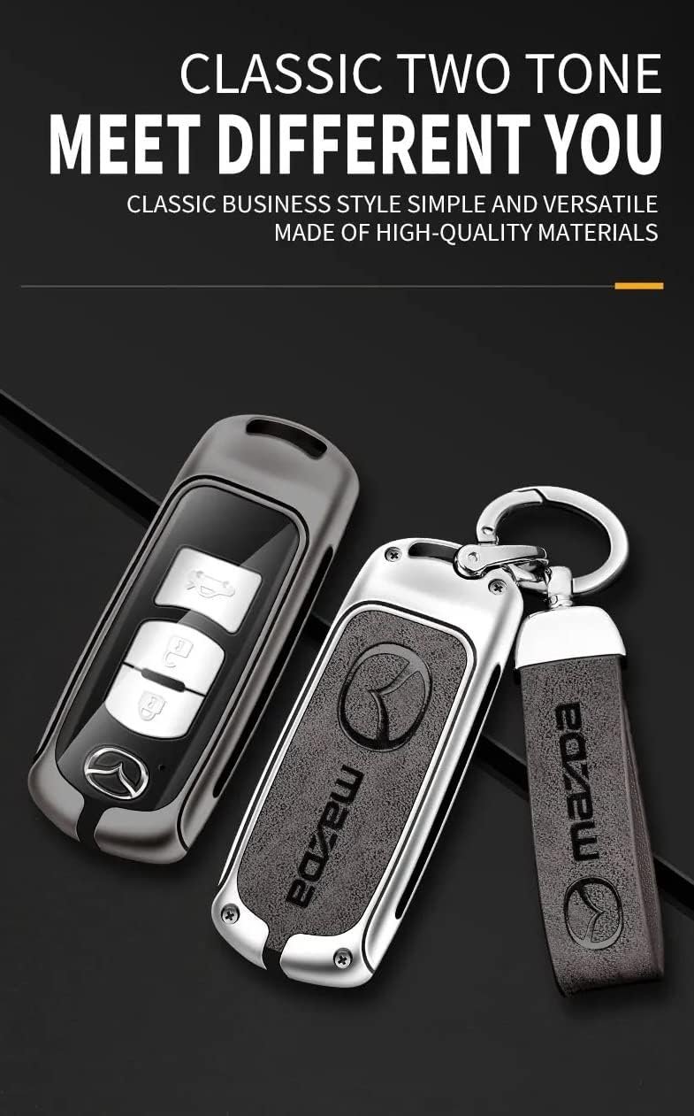 Mazda Car Key Cover Case Grey Leather - Image 8