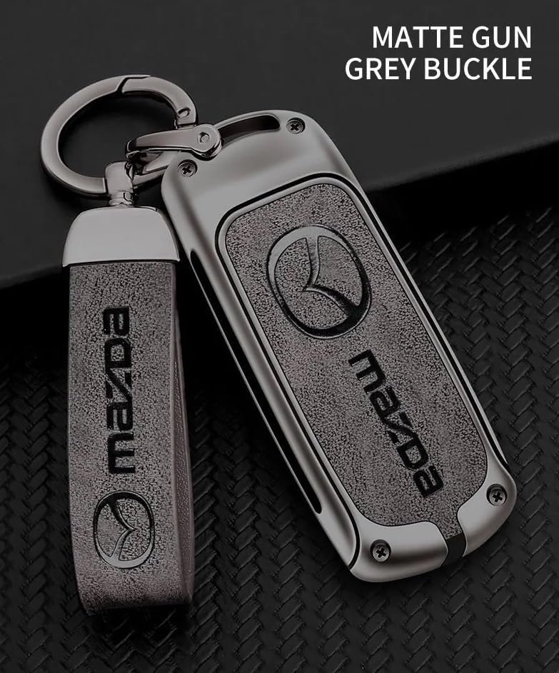 Mazda Car Key Cover Case Grey Leather - Image 6